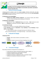 Energie - Cours : 8ème Harmos - PDF à imprimer