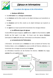 Signaux et informations - Cours : 8ème Harmos - PDF à imprimer