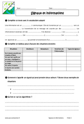 Signaux et informations - Examen Evaluation - Bilan : 8ème Harmos - PDF à imprimer