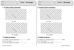 Carré - Rectangle - Exercices corrigés - Géométrie : 4ème Harmos - PDF à imprimer