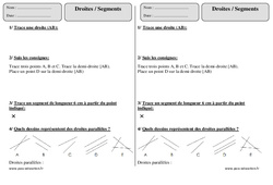 Droites - Segments - Exercices corrigés - Géométrie : 4ème Harmos - PDF à imprimer