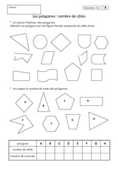 Polygones - Nombre de côtés - Exercices corrigés - Géométrie : 4ème Harmos - PDF à imprimer