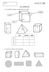 Solides - Exercices corrigés - Géométrie : 4ème Harmos - PDF à imprimer