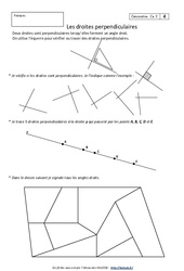 Droites perpendiculaires - Exercices avec correction : 5ème Harmos - PDF à imprimer