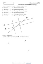 Droites perpendiculaires - Exercices corrigés - Géométrie : 6ème Harmos - PDF à imprimer