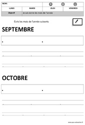 Mois de l'année - Ecriture : 1ère Harmos - PDF à imprimer
