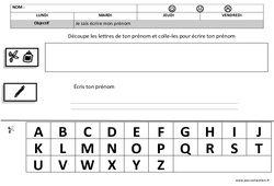 Ecrire son prénom - Ecriture : 1ère Harmos - PDF à imprimer