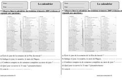 Calendrier - Exercices corrigés - Mesures - Mathématiques : 4ème Harmos - PDF à imprimer