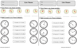 Lire l'heure - Exercices corrigés - Mesures - Mathématiques : 4ème Harmos - PDF à imprimer