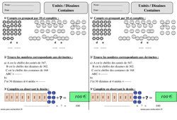 Unités - Dizaines - Centaines - Exercices corrigés - Numération - Mathématiques : 4ème Harmos - PDF à imprimer