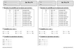 Nombres de 70 à 79 - Exercices corrigés - Numération - Mathématiques : 4ème Harmos - PDF à imprimer