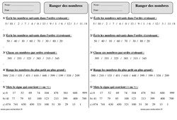 Ranger des nombres - Exercices corrigés - Numération - Mathématiques : 4ème Harmos - PDF à imprimer