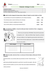 Distinguer le verbe - Examen Evaluation - Bilan : 7ème Harmos - PDF à imprimer