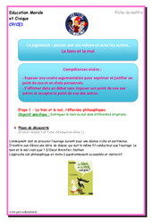Séquence - Fiche de préparation Le bien et le mal - EMC - Séquence - Fiche de préparation : 3eme, 4ème Harmos - PDF à imprimer