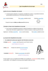 Compléments de phrase - Cours, Leçon : 6ème Harmos - PDF gratuit à imprimer