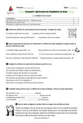 Attribut du sujet - Examen Evaluation - Bilan : 6ème Harmos - PDF à imprimer