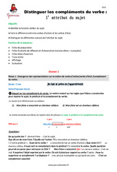 Attribut du sujet - Séquence - Fiche de préparation : 7ème Harmos - PDF à imprimer
