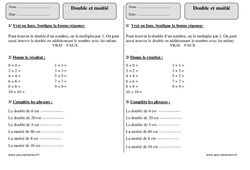 Double et moitié - Exercices corrigés - Numération - Mathématiques : 4ème Harmos - PDF à imprimer