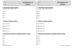 Décomposer un nombre - Exercices corrigés - Numération - Mathématiques : 4ème Harmos - PDF à imprimer