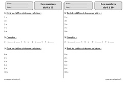 Nombres  de 0 à 10 - Exercices corrigés - Numération - Mathématiques : 4ème Harmos - PDF à imprimer