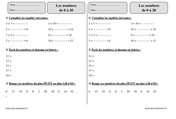 Nombres  de 0 à 20 - Exercices corrigés - Numération - Mathématiques : 4ème Harmos - PDF à imprimer