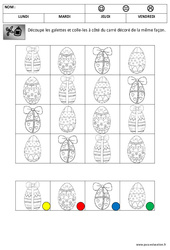 Discrimination visuelle - Les oeufs - Pâques : 1ère Harmos - PDF à imprimer