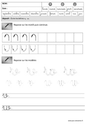 Lettres v - w - Ponts - Envers - Cannes - Lettres cursives : 2ème Harmos - PDF à imprimer