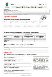 Utiliser un dictionnaire - Lire un article - Examen Evaluation - Bilan : 7ème Harmos - PDF à imprimer