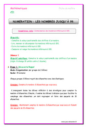 Nombres jusqu'à 99 - Séquence - Fiche de préparation : 4ème Harmos - PDF à imprimer