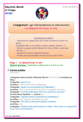 Délégués de classe, le vote - Fiche de préparation : 3eme, 4ème Harmos - PDF à imprimer