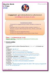 Délégués de classe, le vote - Séquence - Fiche de préparation : 3eme, 4ème Harmos - PDF à imprimer