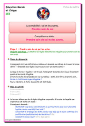 Prendre soin de soi - Fiche de préparation : 5ème Harmos - PDF à imprimer