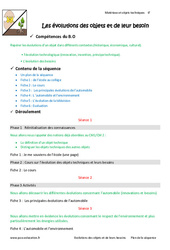 Evolutions des objets et de leur besoin - Séquence - Fiche de préparation : 8ème Harmos - PDF à imprimer
