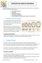 Evolutions des objets et de leur besoin - Cours : 8ème Harmos - PDF à imprimer