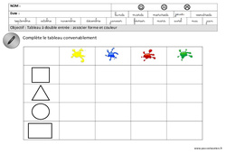 Tableau à double entrée - Formes - Grandeurs : 2ème Harmos - PDF à imprimer