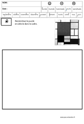 Mondrian - Puzzle - Logique : 2ème Harmos - PDF à imprimer