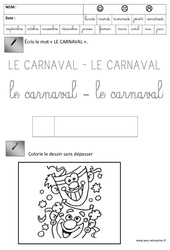 Ecriture - Carnaval : 2ème Harmos - PDF à imprimer