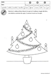 Devant, Derrière, Sur, Couleurs - Sapin - Espace - Noël : 2ème Harmos - PDF à imprimer