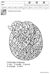 Coloriage codé - Pâques : 2ème Harmos - PDF à imprimer