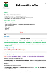 Séquence - Fiche de préparation Radical, préfixe, suffixe - Séquence - Fiche de préparation : 6ème Harmos - PDF à imprimer