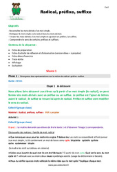 Radical, préfixe, suffixe - Séquence - Fiche de préparation : 7ème Harmos - PDF à imprimer