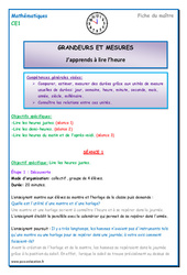 Séquence - Fiche de préparation Lire l'heure - Séquence - Fiche de préparation : 4ème Harmos - PDF à imprimer