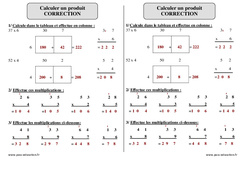 Calculer un produit - Exercices corrigés : 5ème Harmos - PDF à imprimer