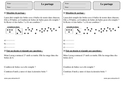 Partage - Exercices corrigés - Calcul : 5ème Harmos - PDF à imprimer