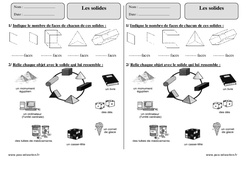 Solides - Exercices corrigés - Géométrie : 5ème Harmos - PDF à imprimer