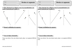 Droites et segments - Exercices corrigés - Géométrie : 5ème Harmos - PDF à imprimer