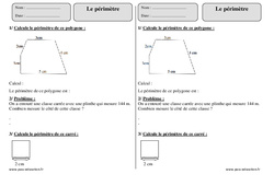 Périmètre - Exercices corrigés  : 5ème Harmos - PDF à imprimer