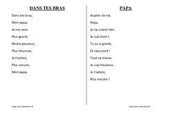 Fête des Pères - Chants - Comptines - Fiches  : 1ère, 2ème Harmos - PDF à imprimer