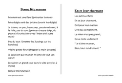 Fêtes des mères - Chants - Comptines - Fiches  : 1ère, 2ème Harmos - PDF à imprimer