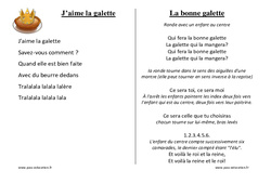 Galettes des rois - Chants - Comptines - Fiches  : 1ère, 2ème Harmos - PDF à imprimer